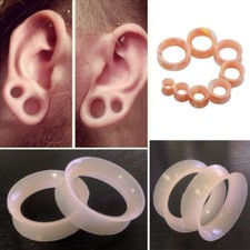 PAIR Soft Light Giant Big SKIN FLEXIBLE EAR TUNNELS GAUGES 0G 00G 3/4" 7/8" 1"