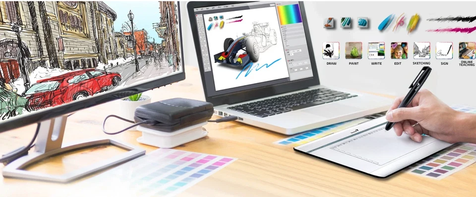 Genius MousePen i608X Pen Tablet Gray in Box New (Windows 8 and Mac Compatible) - Image 2 of 4