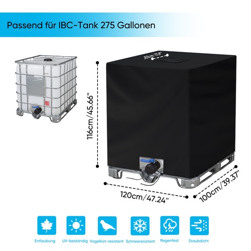 1000L IBC Tank Abdeckung wasserdicht UV-Folie Schutzhülle Regenwassertank Cover - Bild 2 von 12