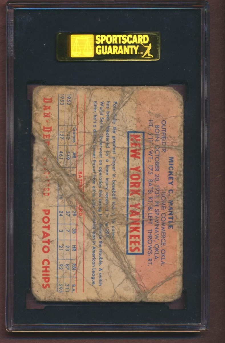 1954 Dan-Dee Potato Chips Mickey Mantle HOF New York Yankees SGC 1