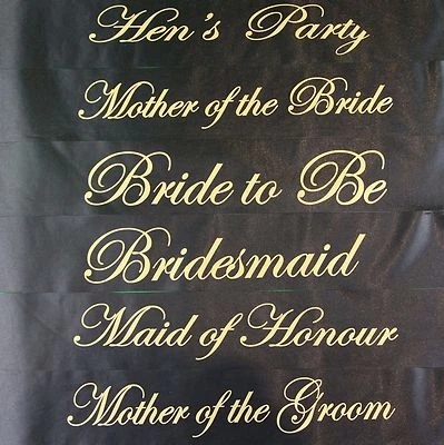 Gold & Black Luxury Hen Night Party Sashes Bride To Be Bridesmaid Mother Of Sash
