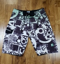 NARROW UNLTD Boardshorts Men M Green Multicolor Hook/Loop Pocket Swim Trunk Surf