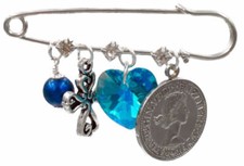 Better Than Buttons Fancy Cross Bridal Pin Something Blue, Old,  New Jewelry