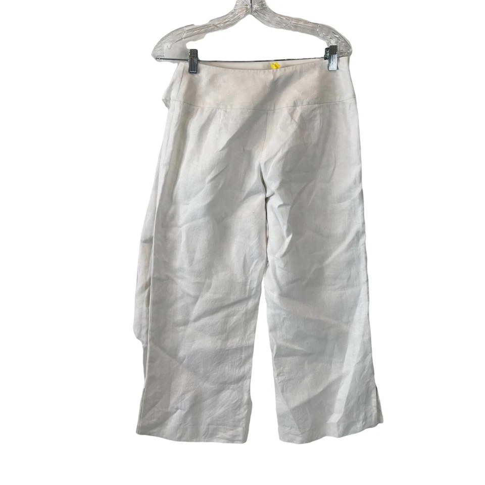 Женские укороченные брюки White House Black Market 4 со средней посадкой и карманами галстук 100% лен  - Изображение 2 из 4