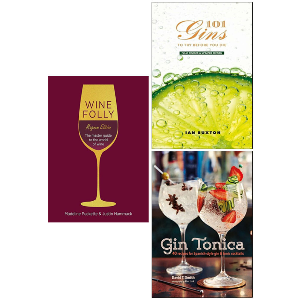101 Gins To Try Before You Die,Wine Folly, Gin Tonica 3 Books Set Hardcover