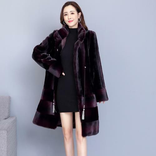 Women's Fur Coat Winter Thick Slim Fit Drawstring Warm Luxury Long Jacket - Picture 9 of 16