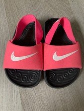 SZ 6 C Nike Logo Pink Black Kawa Slides Sandals Water Shoes Slip On Toddler Girl