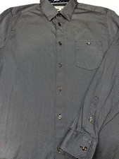 Ted Baker Mens London Button Front Long Sleeve Black Cotton Pattern Shirt 4