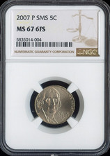 2007 P Jefferson Nickel NGC MS67 FS SMS Quality
