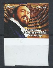 PERU PAVAROTTI MUSIC SINGER Mi# 2438 Imperf MNH Border Plate