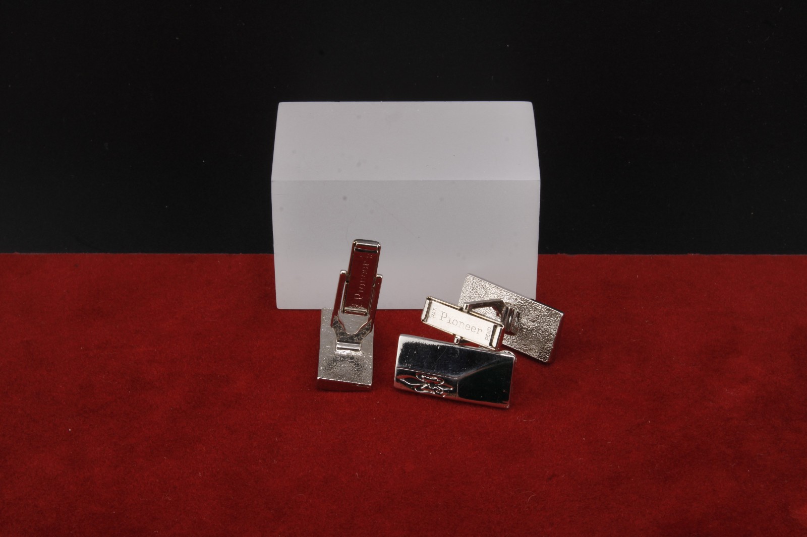 Vintage Pioneer Silvertone Rectangular Cufflinks … - image 2