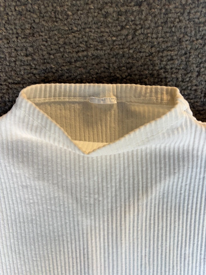 Fabletics Athletic Tank Top Women S White Racer Back Ribbed Turtleneck Pullover - Image 3 of 4