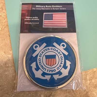 Us coast guard chrome auto car emblem usa made officially licensed 