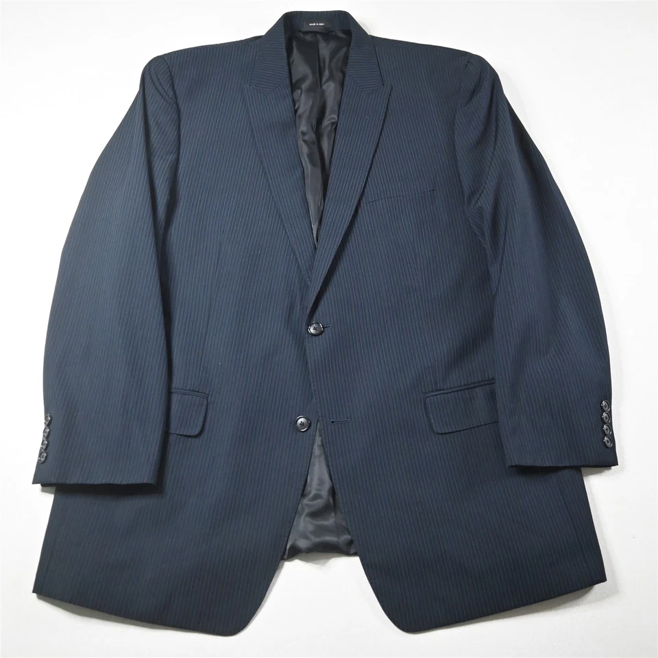 Chaqueta Pantalones Traje Sean John 46L 40x30 Azul Marino Rayas Para Hombre Foto 2 de 4