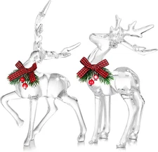 Bucherry 2 Pcs Christmas Reindeer Figurines Decoration Acrylic Deer Decor Christ