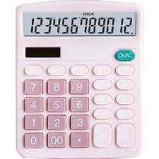 12Digit Dual Power Large LCD Standard Desktop Electronic Calculator Pink