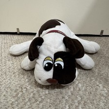 Vintage 1985 Tonka Pound Puppies White w/ Dark Brown Spots and Red Collar 18"