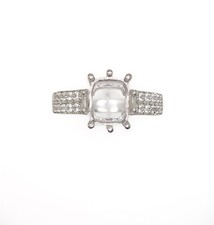 10x8 Emerald Cut Created White Sapphire Semi Mount Ring Setting Sterling Silver