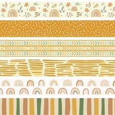 VABAMNA Boho Bulletin Board Borders, 84Ft Boho Rainbow Flower Leaf Bulletin B...
