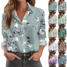 Women's Shirt Blouse Print Button Long Sleeve Casual Basic Shirt Collar Regular