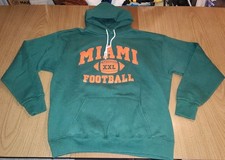 Vintage 90’s Miami Hurricanes Football Men’s XL Green Hoodie USA Made Galt Sand
