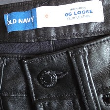 Old Navy Women's High-Rise OG Loose Faux Leather Pants Black Size 0 Pockets