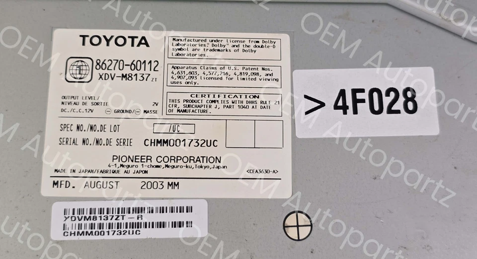 Cambiador de discos de CD Lexus LX470 2003-2005 86270-60112 OEM usado: se adapta a Land Cruiser Foto 3 de 4