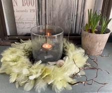 WINDLICHT GLAS MIT METALL HÄNGE TEELICHTHALTER 15 CM NEU