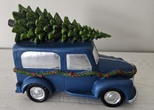 Blue Wood Truck Christmas Decor Retro Christmas Truck with Mini Tree