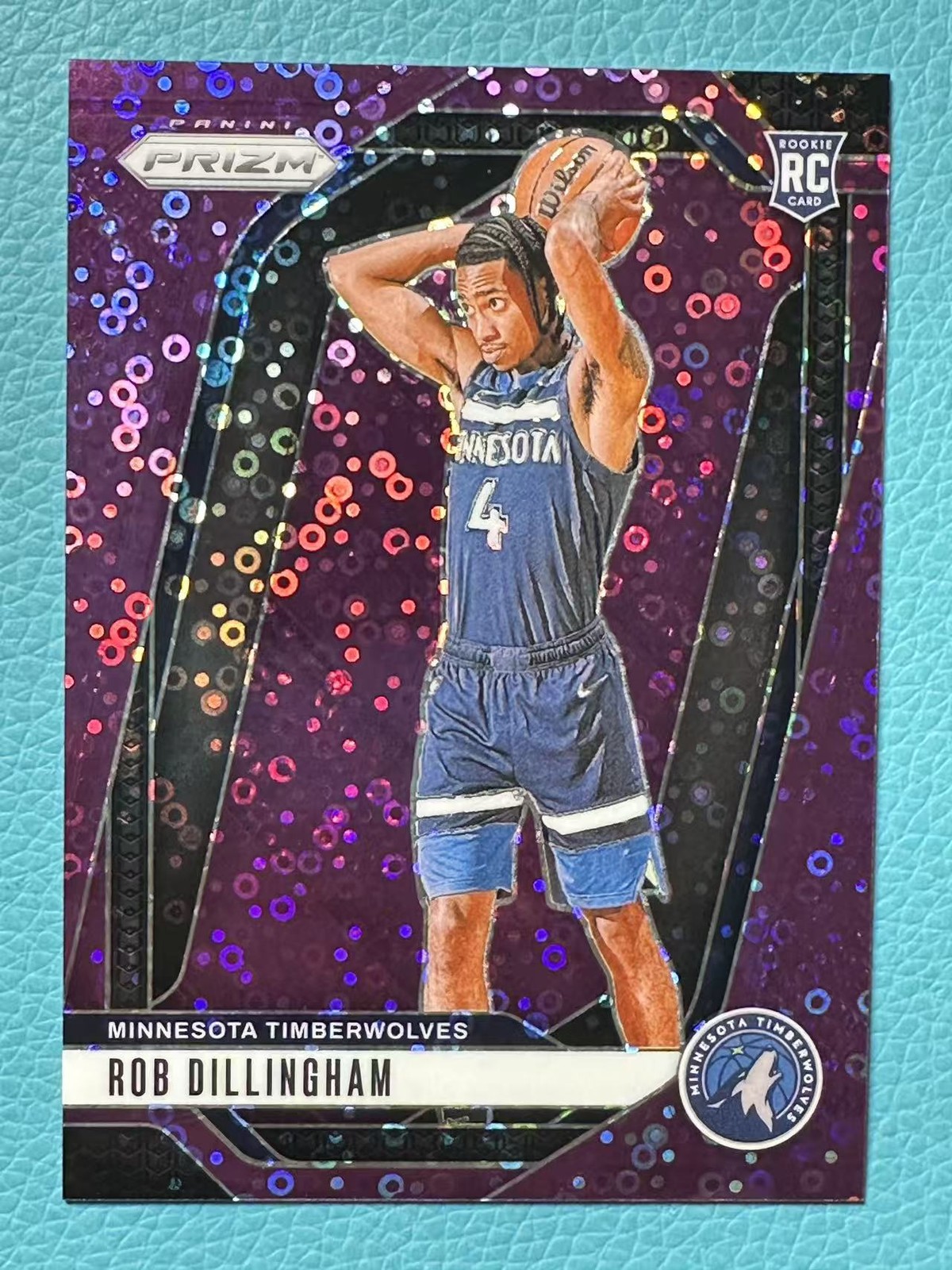 Rob Dillingham 2024-25 Panini Prizm 26/75 Purple Disco RC Timberwolves #250