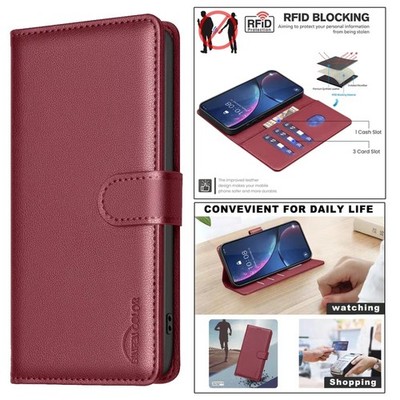 For iPhone 17e 16 15 14 13 12 11 Pro Max Magnetic Leather Flip Wallet Case Cover