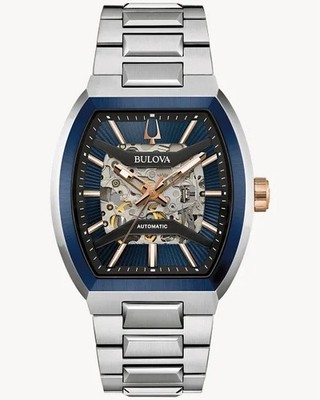 BULOVA Maquina 98A319 Blue Automatic Skeleton Men's Watch New in Box