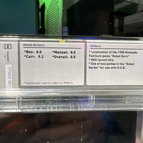 Gyromite NES (1985) &ndash; WATA 8.5 CIB &ndash; Hangtab &bull; 1‑Code &bull; Mid‑Production