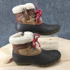 Sperry Boots Youth 3 M Brown Snow Boot Duck Winter Faux Fur Waterproof STK165273