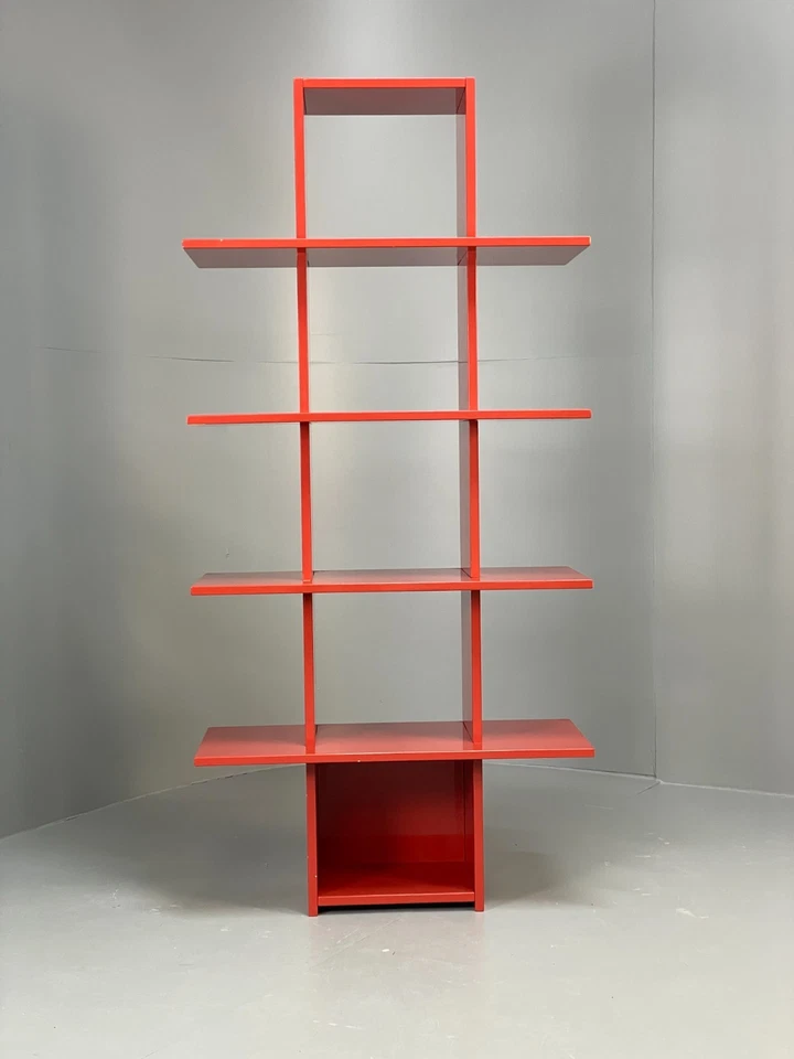 Red Bookcase Vinyl Storage - Postmodern 1980s Style Gloss Laminate EB10949 MWOO - Image 4 of 4