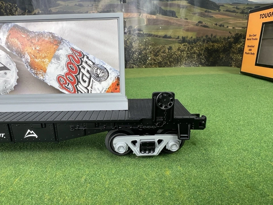 RAIL KING 30-76281 O-O27 COORS LIGHT FLAT CAR WITH BILLBOARD SILVER BULLET C-10 - Image 3 of 4