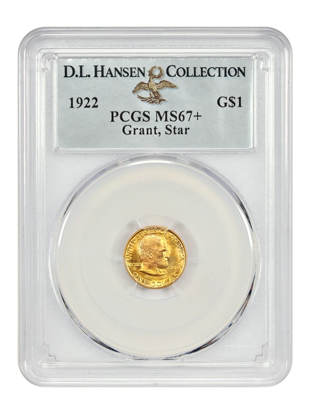 1922 G$1 Grant Star PCGS MS67+ ex: D.L. Hansen - Classic Gold Commemorative