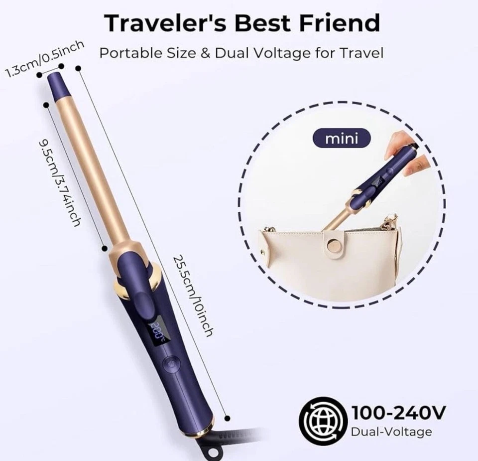 Travel Curling Iron Wand Tongs 13mm Small Barrel Mini Curler For Short Long Hair - Image 4 of 4
