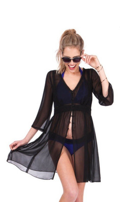 NWT! Seraphine Maternity Black Maritza Swim Bathing Suit Cover-up Dress