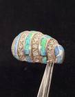 Lovely Vintage Sterling Silver 925 Opal White Topaz Cocktail Ring Size 8 — photo 3
