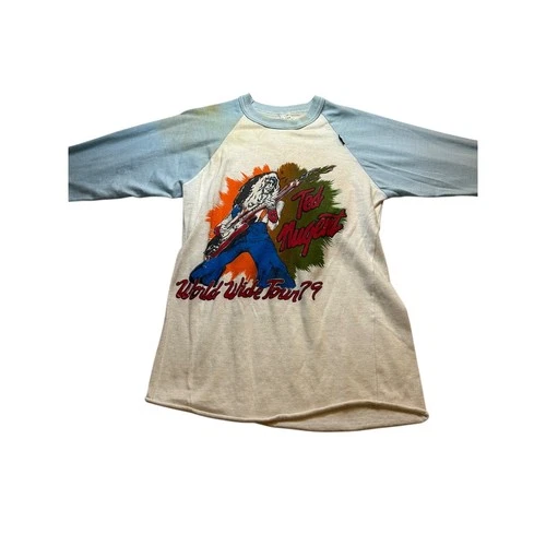 Ted Nugent World Wide Tour Raglan Concert Tee M 1970s vintage concert t-shirt, vintage, single stitch, B+ condition