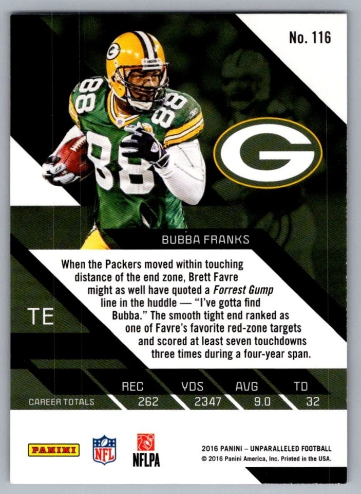 2016 Panini Unparalleled Bubba Franks Green Bay Packers #116 - Image 2 of 2