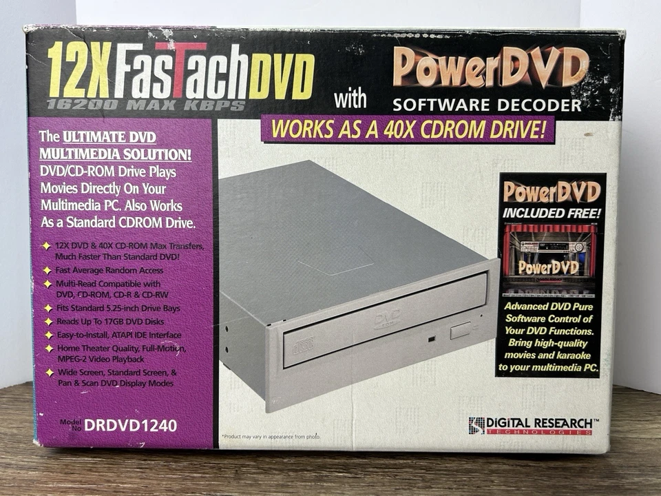 Digital Research 12X DVD 40X CDROM FasTach Drive MDRDVD1240 w/ PowerDVD - Image 2 of 4