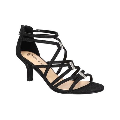Women's Bella Vita Karlette Dress Sandals Black Glitter Fabric