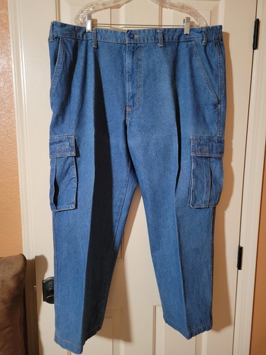 Mens Haband Travelers Cargo Denim Jeans 100% Cotton EUC Size 44S - Picture 1 of 5