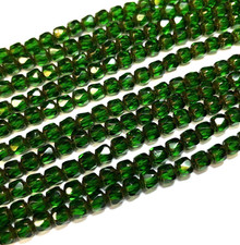 30 Emerald Green with Bronze Cathedral Czech Glass 7mm beads