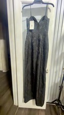 Lové Theia Dress Size 4 Black Jacquard Evening Gown Slit New With Tags