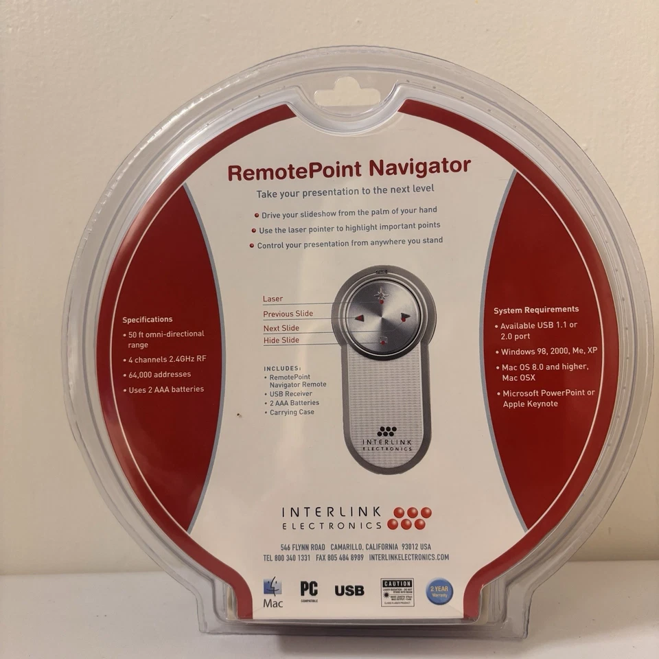 Interlink VP4250 RemotePoint Navigator Presentation Remote With Laser Pointer - Image 3 of 4