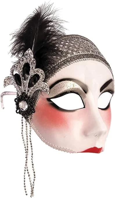 FORUM FLAPPER 1/2 MASK w/FEATHER HAND DETAILED HALLOWEEN COSTUME ACCESSORY 81084 - Image 4 of 4