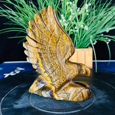 2.2LB Natural Crystal Tiger's Eye Carved Eagle Reiki healing